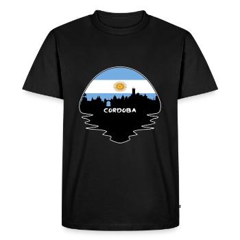 Cordoba Argentine Flag Skyline Silhouette Voyage - T-shirt Premium bio Homme - noir - Devant - Nico (187cm)