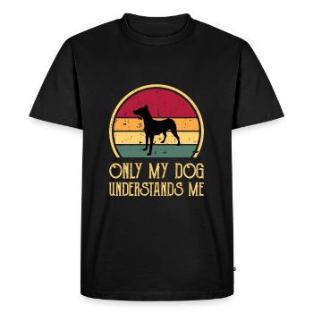 Andalou Chien Chien Amoureux Silhouette Rétro Coucher de Soleil - T-shirt Premium bio Homme - noir - Devant - Nico (187cm)
