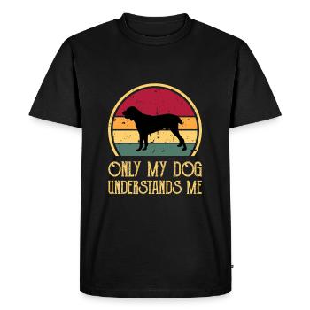 Chien de berger d’Asie centrale Silhouette Rétro Coucher de soleil - T-shirt Premium bio Homme - noir - Devant - Nico (187cm)