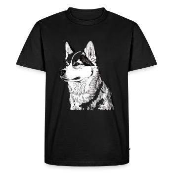 Mignon Husky Dog Breed Head Cartoon Illustration - T-shirt Premium bio Homme - noir - Devant - Nico (187cm)