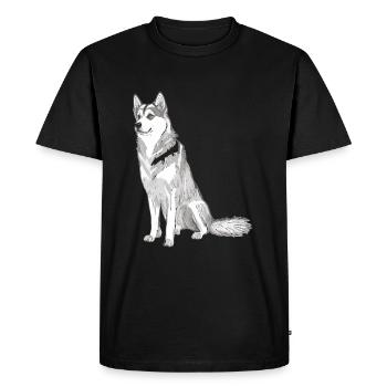 Mignon Husky Dog Breed Head Cartoon Illustration - T-shirt Premium bio Homme - noir - Devant - Nico (187cm)
