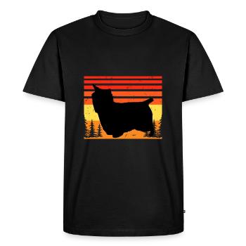 Australian Silky Terrier Dog Silhouette Retro Sun - T-shirt Premium bio Homme - noir - Devant - Nico (187cm)
