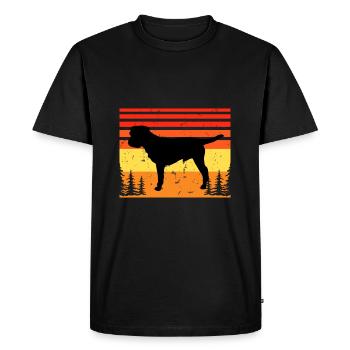 Border Terrier Dog Lover Silhouette Vintage Sunset - Men's Premium Organic T-Shirt - black - Front - Nico (187cm)