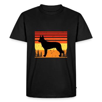 Czechoslovak Wolfdog Dog Silhouette Retro Sunset - Men's Premium Organic T-Shirt - black - Front - Nico (187cm)