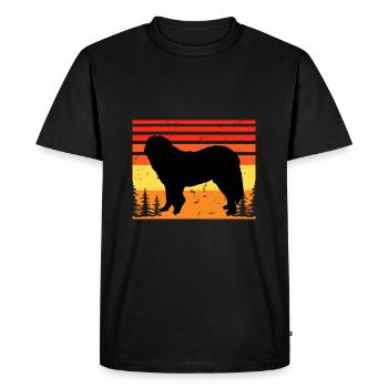 Chien de berger du Caucase Silhouette Rétro Coucher de soleil - T-shirt Premium bio Homme - noir - Devant - Nico (187cm)