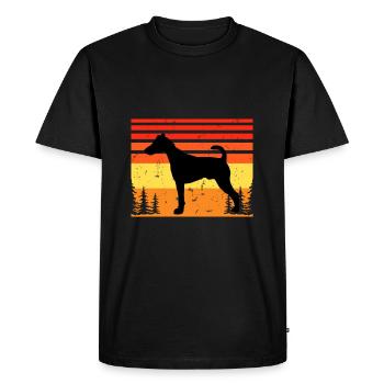 Fox Terrier Smooth Dog Silhouette Retro Sunset - Men's Premium Organic T-Shirt - black - Front - Nico (187cm)