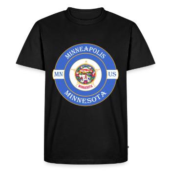 Minneapolis Minnesota Flag USA Souvenir Badge - Men's Premium Organic T-Shirt - black - Front - Nico (187cm)