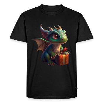 Bébé dragon avec cadeau - T-shirt Premium bio Homme - noir - Devant - Nico (187cm)