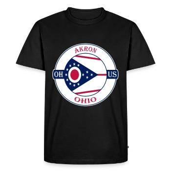 Akron Ohio Flag USA Travel Souvenir Badge - T-shirt Premium bio Homme - noir - Devant - Nico (187cm)