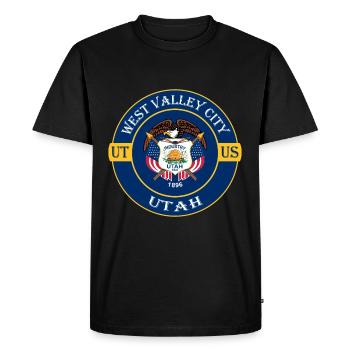 West Valley City Utah Flag USA Souvenir Badge - Men's Premium Organic T-Shirt - black - Front - Nico (187cm)