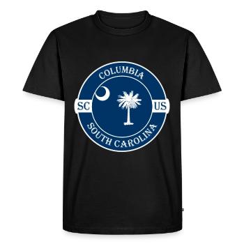 Columbia South Carolina Flag USA Souvenir Badge - Men's Premium Organic T-Shirt - black - Front - Nico (187cm)