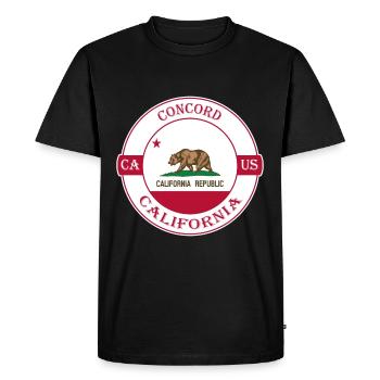 Concord California Flag USA Travel Souvenir Badge - Men's Premium Organic T-Shirt - black - Front - Nico (187cm)