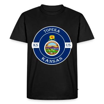 Topeka Kansas Flag USA Travel Souvenir Badge - T-shirt Premium bio Homme - noir - Devant - Nico (187cm)