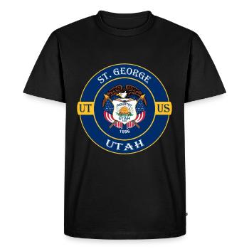 St. George Utah Flag USA Travel Souvenir Badge - T-shirt Premium bio Homme - noir - Devant - Nico (187cm)
