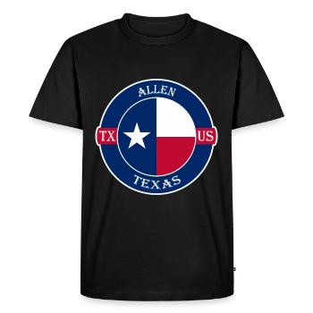 Allen Texas Flag USA Travel Souvenir Badge - Men's Premium Organic T-Shirt - black - Front - Nico (187cm)