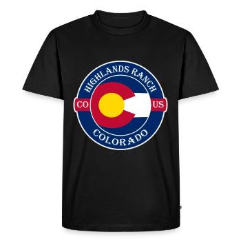 Highlands Ranch Colorado Flag USA Souvenir Logo - Men's Premium Organic T-Shirt - black - Front - Nico (187cm)