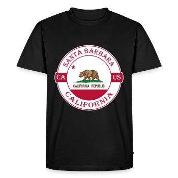 Santa Barbara California Flag USA Souvenir Logo - T-shirt Premium bio Homme - noir - Devant - Nico (187cm)