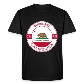 Woodland California Flag USA Travel Souvenir Badge - T-shirt Premium bio Homme - noir - Devant - Nico (187cm)