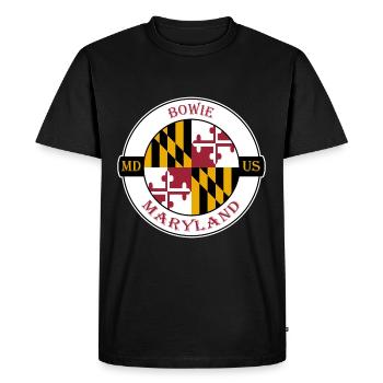 Bowie Maryland Flag USA Travel Souvenir Badge - Men's Premium Organic T-Shirt - black - Front - Nico (187cm)