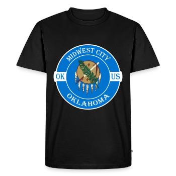 Midwest City Oklahoma Flag USA Souvenir Badge - T-shirt Premium bio Homme - noir - Devant - Nico (187cm)
