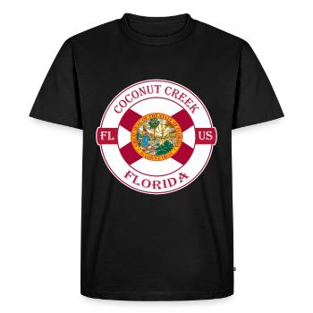 Coconut Creek Florida Flag USA Souvenir Badge - Men's Premium Organic T-Shirt - black - Front - Nico (187cm)