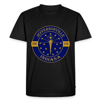 Jeffersonville Indiana Flag USA Souvenir Badge - Men's Premium Organic T-Shirt - black - Front - Nico (187cm)
