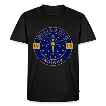 West Lafayette Indiana Flag USA Souvenir Badge - Men's Premium Organic T-Shirt - black - Front - Nico (187cm)