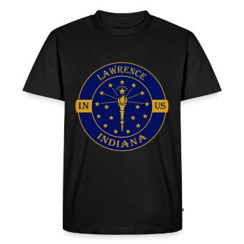 Lawrence Indiana Flag USA Travel Souvenir Badge - Men's Premium Organic T-Shirt - black - Front - Nico (187cm)