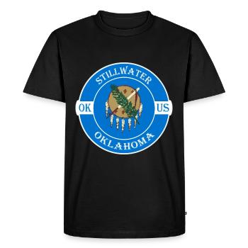 Stillwater Oklahoma Flag USA Travel Souvenir Badge - T-shirt Premium bio Homme - noir - Devant - Nico (187cm)