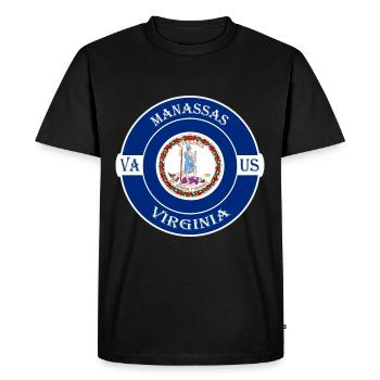 Manassas Virginia Flag USA Travel Souvenir Badge - T-shirt Premium bio Homme - noir - Devant - Nico (187cm)