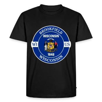 Insigne souvenir Brookfield Wisconsin Flag USA - T-shirt Premium bio Homme - noir - Devant - Nico (187cm)