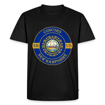 Concord New Hampshire Flag USA Souvenir Badge - T-shirt Premium bio Homme - noir - Devant - Nico (187cm)