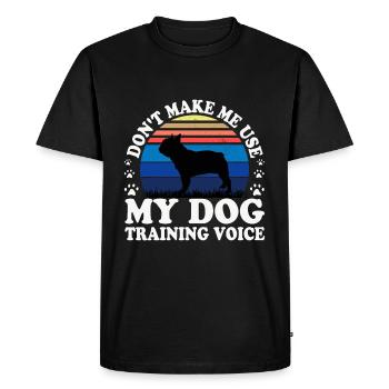 Amoureux du Bouledogue Français Silhouette Vintage Coucher de Soleil - T-shirt Premium bio Homme - noir - Devant - Nico (187cm)