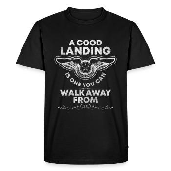 Airplane Occupation Aviation Airfield - Men's Premium Organic T-Shirt - black - Front - Nico (187cm)