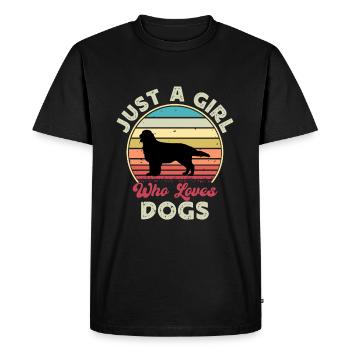 Flat Coated Retriever Dog Silhouette Retro Sunset - T-shirt Premium bio Homme - noir - Devant - Nico (187cm)