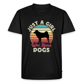 Finnish Spitz Dog Lover Silhouette Vintage Sunset - Men's Premium Organic T-Shirt - black - Front - Nico (187cm)