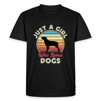 Français Bretagne Chien Amour Silhouette Vintage Coucher de Soleil - T-shirt Premium bio Homme - noir - Devant - Nico (187cm)