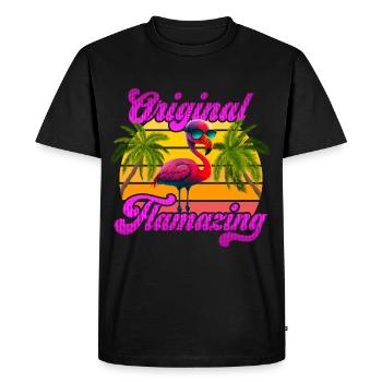 Original Flamazing Flamingo Summer Party Celebrations - Men's Premium Organic T-Shirt - black - Front - Nico (187cm)
