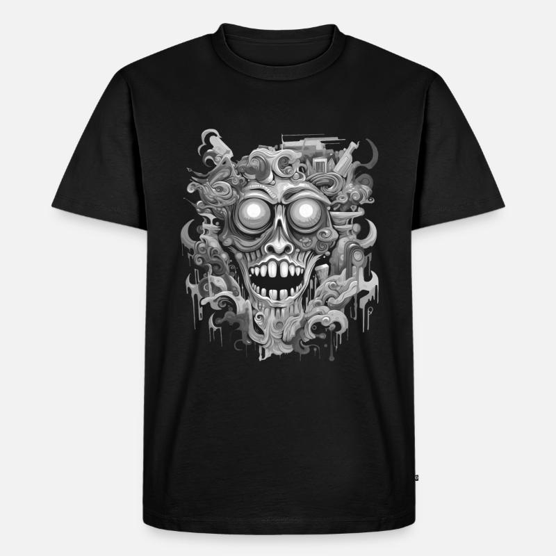 gothisch ästhetischer psychedelischer Albtraumkopf - Männer Premium Bio T-Shirt - Schwarz
