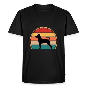 Decker Rat Terrier Dog Silhouette Retro Sunset - Men's Premium Organic T-Shirt - black - Front - Nico (187cm)