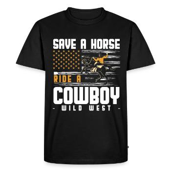 Western Bandit Wilderness Western Horse - Men's Premium Organic T-Shirt - black - Front - Nico (187cm)
