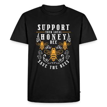 Honey Bees Sweet - Men's Premium Organic T-Shirt - black - Front - Nico (187cm)