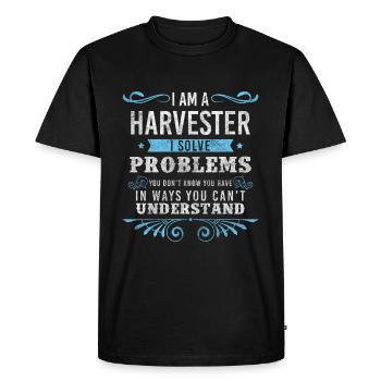 Agriculture paysanne Champ de temps de récolte - T-shirt Premium bio Homme - noir - Devant - Nico (187cm)