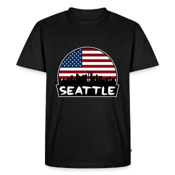 Seattle Washington États-Unis Flag Skyline Silhouette Tra - T-shirt Premium bio Homme - noir - Devant - Nico (187cm)