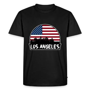 Los Angeles California Usa Flag Skyline Silhouette - T-shirt Premium bio Homme - noir - Devant - Nico (187cm)