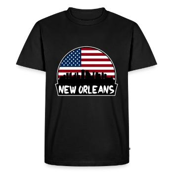 Nouvelle-Orléans Louisiane États-Unis Flag Skyline Silhouette - T-shirt Premium bio Homme - noir - Devant - Nico (187cm)