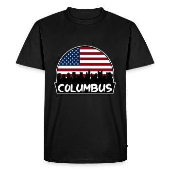 Columbus Ohio États-Unis Flag Skyline Silhouette Voyage - T-shirt Premium bio Homme - noir - Devant - Nico (187cm)