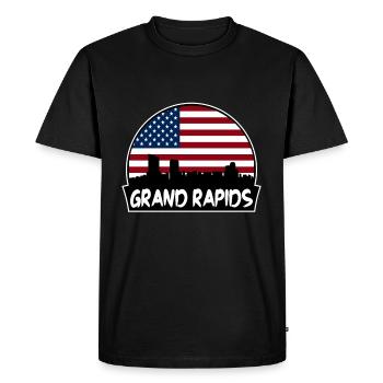 Grand Rapids Michigan États-Unis Flag Skyline Silhouette - T-shirt Premium bio Homme - noir - Devant - Nico (187cm)