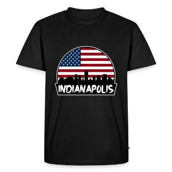 Indianapolis Indiana États-Unis Flag Skyline Silhouette T - T-shirt Premium bio Homme - noir - Devant - Nico (187cm)