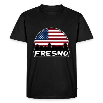 Fresno Californie États-Unis Flag Skyline Silhouette - T-shirt Premium bio Homme - noir - Devant - Nico (187cm)